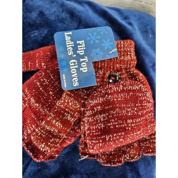 Flip Top Ladies’ Gloves Set‎ of 6 Red Black - Picture 6 of 9